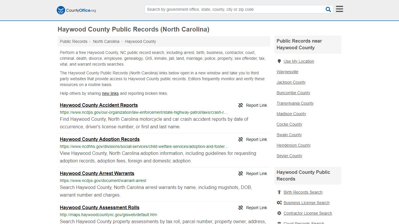 Haywood County Public Records (North Carolina) - County Office