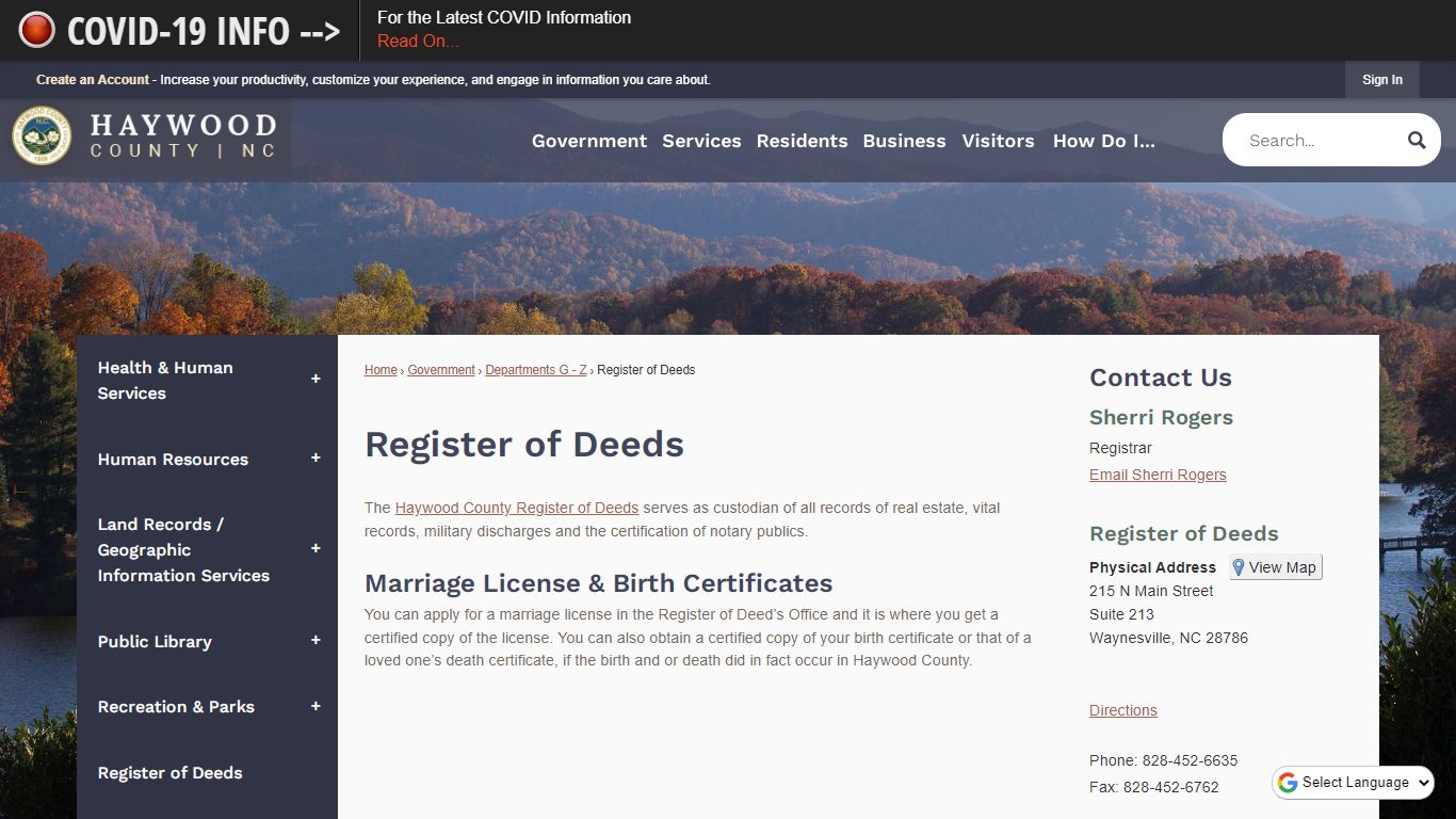 Register of Deeds | Haywood County, NC