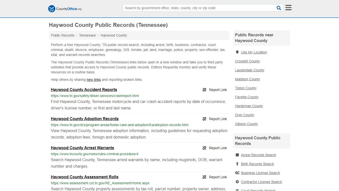 Haywood County Public Records (Tennessee) - County Office